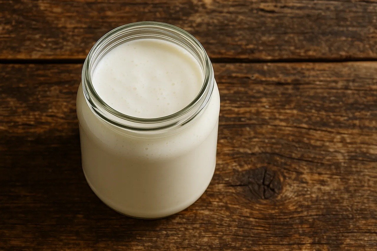 Słoik z kefirem