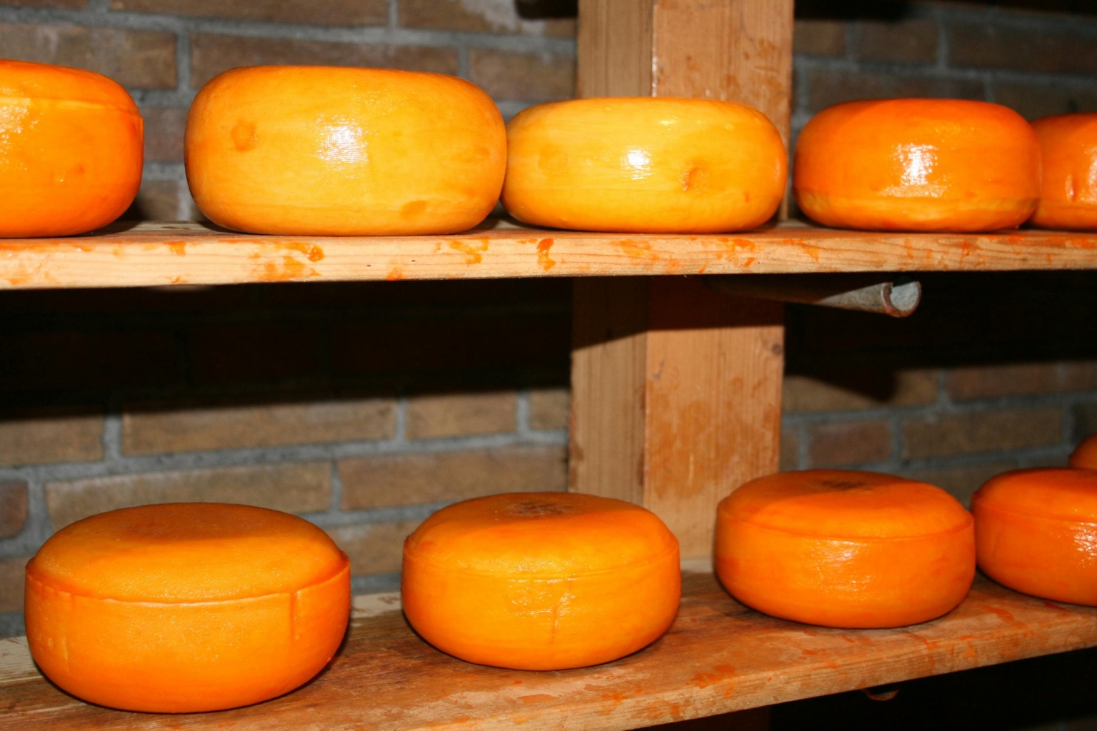 Bloki sera cheddar na półce drewnianej